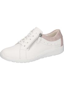 Waldläufer WALDLÄUFER Damen Schnürschuh "K-IRA", Gr. 3,5, weiß, Glattleder, Nubukleder, sportlich, Schuhe, in Komfortweite H = sehr weit, Freizeitschuh,