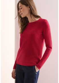 Cecil Damen Strickpulloverheather granita rot melange, casual, Gr. S, meliert, Strick, Obermaterial: 60% Baumwolle, 40% Polyester, Pullover, mit
