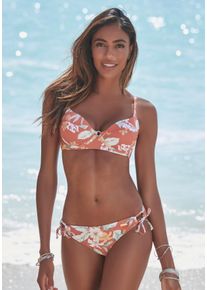Sunseeker Damen Bikini-Hose "Suva", rot, Gr. 32, floral, Microfaser, Polyamid, Badehosen, mit seitlichen Bindebändern