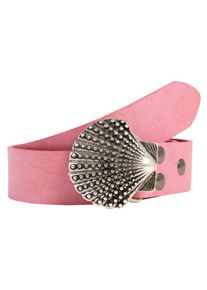 Damen Ledergürtel, pink, casual,modisch, Gr. 120, RETTUNGSRING BY SHOWROOM 019, unifarben, Leder, Gürtel, mit austauschbarer Schließe »Muschel Nieten«