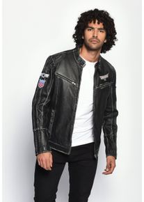 Mustang Herren Lederjacke "Uwe", schwarz, Gr. M, Obermaterial: 100% Lammleder / Futter: 100% Baumwolle / Ärmelfutter: 100% Polyester, Jacken