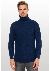Rusty Neal Herren Rollkragenpullover, blau, casual, Gr. XL, unifarben, 70% Polyacryl, 30% Baumwolle, Pullover, in modischem Design