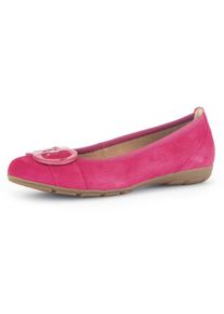 Gabor Damen Ballerina, Gr. 40, pink, Ziegenveloursleder, unifarben, modisch, Schuhe, flache Schuhe, Slipper mit Hovercraft Luftkammern-Laufsohle