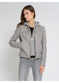 Maze Damen Lederjacke "Mico", grau, Gr. XS, Obermaterial: 100% Lammleder / Innenfutter: 100% Polyester / Kapuze: 55% Baumwolle, 45% Polyester, Jacken