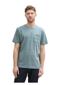 Tom Tailor Herren T-Shirtgrau mint navy injected, casual, Gr. S, meliert, Jersey, Obermaterial: 94% Baumwolle, 6% Polyester, Shirts, mit Brusttasche