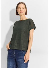 Cecil Damen Rundhalsshirt, grün, casual, Gr. XXL, unifarben, Web, 72% Baumwolle, 28% Nylon, Shirts, mit Lochmuster