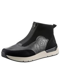 Rieker Damen Slip-On Sneaker, Gr. 42, schwarz, Lederimitat, Textil, sportlich, Schuhe, Schlupfboots, Stiefelette, High top Sneaker in veganer