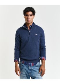 Gant Herren Troyer "CLASSIC COTTON HALF ZIP", blau, casual, Gr. XXXL, Strick, Obermaterial: 100% Baumwolle, Pullover, mit gerippten Details