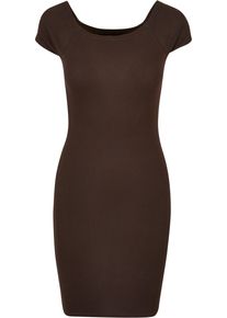 Urban Classics Damen Shirtkleid "Urban Classics Damen Ladies Off Shoulder Rib Dress", braun, klassisch, Gr. 5XL, unifarben, 97% Baumwolle, 3%