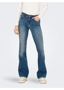 Only Damen Bootcut-Jeans "ONLBLUSH MID FLARED DNM DOT741 NOOS", blau, modisch, Gr. XL, unifarben, Denim/Jeans, Obermaterial: 92% Baumwolle, 6%
