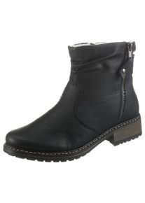 Rieker Damen Winterstiefelette, Gr. 36, schwarz, Nubuklederimitat, unifarben, elegant, Schuhe, Winterboots, Blockabsatz, Profilsohle, mit
