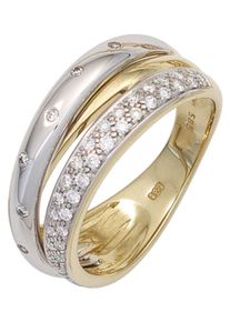 Jobo Damen Diamantring, 56, SI = kleine Einschlüsse, Gelbgold 585-Weißgold 585-Diamanten, gelb, Gelbgold 585, Weißgold 585, Diamanten, Fingerringe,
