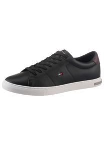 Tommy Hilfiger Herren Sneaker "ESSENTIAL LEATHER DETAIL VUL", Gr. 40, schwarz, Leder, sportlich, Schuhe, mit Kontrastbesatz, Freizeitschuh,