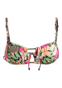 Roxy Damen Bandeau-Bikini-Top "Printed Beach Classics"anthrazit palm song s, Gr. XS, 87% Nylon, 13% Elasthan, Bikini-Oberteile