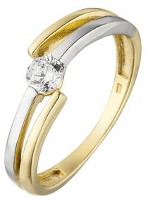 Jobo Damen Fingerring, 60, Gelbgold 333-Weißgold 333, gold, Gelbgold 333, Weißgold 333, Fingerringe, 333 Gold bicolor mit Zirkonia