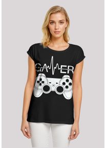 F4NT4STIC Damen T-Shirt "Gamer Herzschlag", schwarz, casual, Gr. XXL, Obermaterial: 100% Baumwolle, Shirts, Premium Qualität