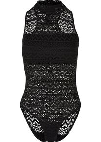 Urban Classics Damen Body "Urban Classics Damen Ladies Crochet Jersey Turtleneck Body", schwarz, Gr. 5XL, 98% Polyester, 2% Elasthan, Bodies