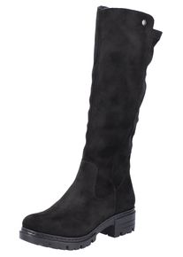 Rieker Damen Winterstiefel, Gr. 41, schwarz, Textil, klassisch, Schuhe, Langschaftstiefel, Blockabsatz, mit Stretch