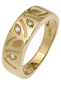Jobo Damen Diamantring, 50, SI = kleine Einschlüsse, Gelbgold 585-Diamanten, gelb, Gelbgold 585, Diamanten, Fingerringe, 585 Gold mit 3 Diamanten
