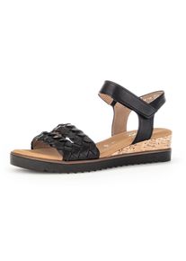 Gabor Damen Sandalette "GENUA", Gr. 39, schwarz, Glattleder, feminin, Schuhe, Sommerschuh, Sandale, Keilabsatz, mit Klettverschluss, Weite G