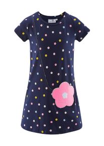 happy girls Mädchen Minikleid, blau, casual, Gr. 152, bedruckt, Jersey, Obermaterial: 95% Baumwolle, 5% Elasthan, Kleider