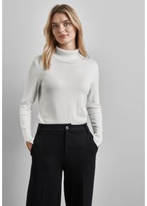 Street One Damen Rollkragenpullover, weiß, casual, Gr. 42, unifarben, Stoff, 75% Viskose, 25% Polyamid, Pullover, mit Materialmix