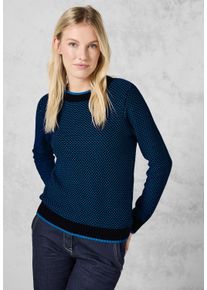 Cecil Damen Strickpullover, blau, casual, Gr. XL, gemustert, Web, Stoff, 50% Polyacryl, 50% Baumwolle, Pullover, aus softem Materialmix