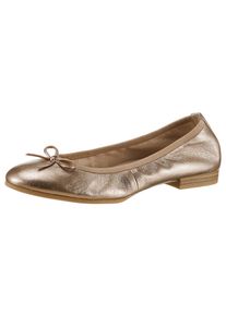 Tamaris Damen Ballerina, Gr. 38, braun, Veloursleder, metallic, modisch, Schuhe, Festtagsschuh, Hochzeitsschuh, Flats mit schönem Metallic-Schimmer