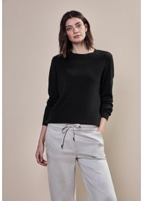 Cecil Damen Strickpullover, schwarz, casual, Gr. L, unifarben, Web, 100% Baumwolle, Pullover, aus reiner Baumwolle