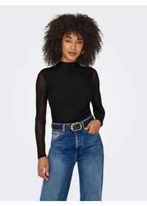 Only Damen Langarmshirt "ONLERICA LIFE MESH L/S TOP JRS NOOS", schwarz, modisch, Gr. S, unifarben, Jersey, Obermaterial: 95% Polyester, 5% Elasthan,