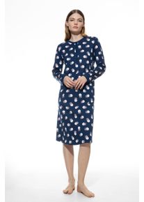 Mey Damen Nachthemd "SCRIBBLED DOTS", Gr. 42, blau, Single Jersey, Obermaterial: 100% Baumwolle, casual, Kleider, Länge in Größe 38: circa 110 cm