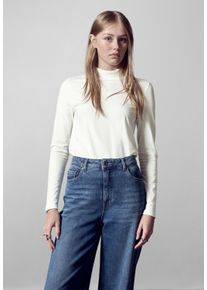 Damen Langarmshirt, weiß, casual, Gr. 44, STREET ONE STUDIO, unifarben, Web, 95% Baumwolle, 5% Elasthan, Shirts, aus Baumwolle mit Stretchante