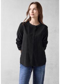 Cecil Damen Langarmbluse, grau, casual, Gr. M, unifarben, Web, 100% Baumwolle, Blusen, mit dekorativer Knopfleiste