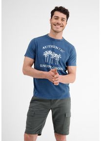 Lerros Herren T-Shirt "Lerros T-Shirt mit Frontprint", blau, Gr. S, 100% Baumwolle, Shirts
