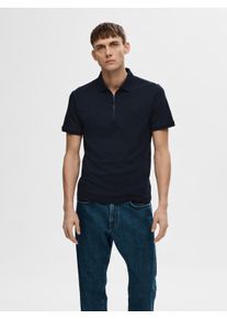 Selected Homme Herren Poloshirt "SLHFAVE ZIP SS POLO NOOS", weiß, modisch, Gr. L, unifarben, Jersey, Obermaterial: 60% Baumwolle, 40% Polyester,