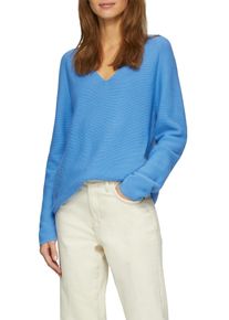 s.Oliver Damen Strickpullover, blau, casual, Gr. 46, unifarben, Strick, Obermaterial: 60% Baumwolle, 40% Polyacryl, Pullover, mit V-Ausschnitt