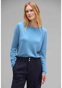 Street One Damen Rundhalspullover, blau, casual, Gr. 46, unifarben, Stoff, 60% Viskose, 40% Baumwolle, Pullover, in Unifarbe