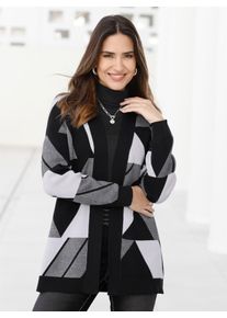 Classic Basics Damen Strickjacke, schwarz-weiß, Gr. 50, gemustert, mehrfarbig, 50% Baumwolle, 50% Polyacryl, Strickjacken