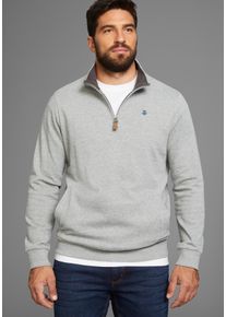 DELMAO Herren Sweatshirt, grau, casual, Gr. S, meliert, Obermaterial: 85% Baumwolle, 15% Viskose, Sweatshirts, mit Henley Kragen und Seitentaschen -