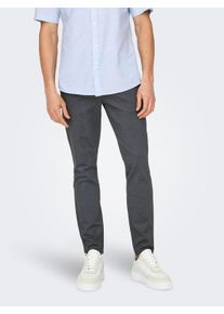 Only & Sons ONLY & SONS Herren Chinohose "ONSMARK SLIM CHECK 020920 PANT NOOS", blau, Basic, Gr. 32, unifarben, Web, Obermaterial: 64% Viskose, 31% Polyester, 5%