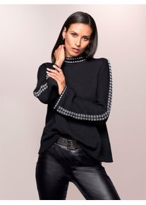 Heine Damen Strickpullover "Pullover", schwarz, Gr. 44, unifarben, gemustert, mehrfarbig, 50% Baumwolle, 50% Polyacryl, Pullover