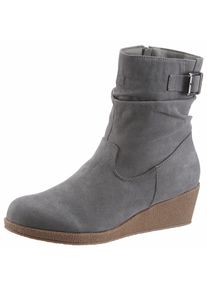 Citywalk CITY WALK Damen Stiefelette, Gr. 40, grau, Textil, Veloursleder, klassisch, Schuhe, mit Raffungen am slouchy Schaft
