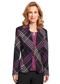Damen Kurzblazer "HERMANN LANGE Collection Kurzblazer Olivia", lila, Gr. 42, HERMANN LANGE Collection, 100% Polyester, Blazer