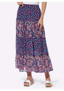 Heine Damen Webrockroyalblau, magenta, bedruckt, Gr. 42, Paisley, gemustert, mehrfarbig, bedruckt, 100% Polyester, Röcke