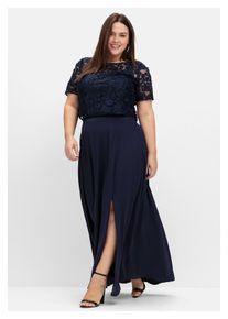 sheego Damen A-Linien-Rock "Große Größen", blau, elegant, Gr. 42, unifarben, Obermaterial: 100% Polyester;Futter: 95% Polyester, 5% Elasthan, Röcke,