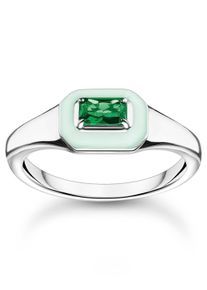 Thomas Sabo Damen Fingerring "mit grünem Stein, TR2434-496-6-52,54,56,58", 54, Silber 925 (Sterlingsilber), 2mm, bunt, Silber 925 (Sterlingsilber),