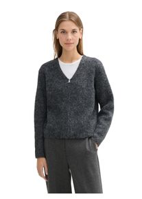 Damen Cardigan, grau, casual, Gr. S, Tom Tailor Denim, meliert, Strick, Obermaterial: 74% Polyester, 26% Polyamid, Strickjacken, in Melange Optik