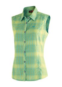 Maier Sports Damen Funktionsbluse "Paloma", grün, Gr. 46, 85% Polyester, 15% Viscose, Blusen, Karierte, ärmellose Bluse für Wandern, Reisen und