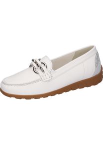 Waldläufer WALDLÄUFER Damen Mokassin "H-LUCY", Gr. 5,5, weiß, Glattleder, sportlich, Schuhe, Slipper, Komfortschuh, Freizeitschuh in Komfortweite H = sehr weit