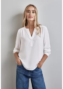 Street One Damen Langarmbluse, weiß, casual, Gr. 42, unifarben, Web, Obermaterial: 100% Viskose, Blusen, im Tunika-Stil
